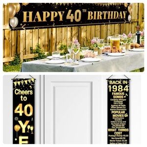 40th Birthday Party Banners Decorations Decor Celebration Props 40 Year Old